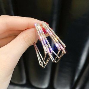 New Exquisite 18K Gold Over Silver Diamond Earrings